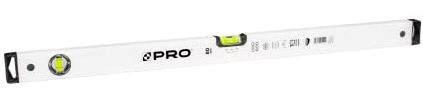 PRO600 Wasserwaage 80cm mit 2% Gefälle - Ergonomischen Profil und ERS+ (Easy Reading System) Präzise Wasserwaage - Anti Shock Absorber Endkappen - Farbe Weiß