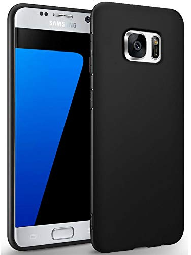 Verco Kompatibel med Samsung Galaxy S7 Edge skal, matta baksida skyddshölje för Samsung S7 Edge Case silikon mobiltelefonfodral – svart