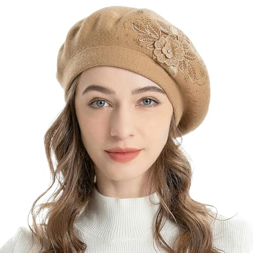 ZLYC Baskenmütze für Damen, französisch, wendbar, Kaschmir, Baskenmütze