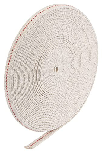 sourcing map Öllampe Docht Baumwolle 10mm Flach Breit 10 Meter Lang mit Rot Naht für Beleuchtung