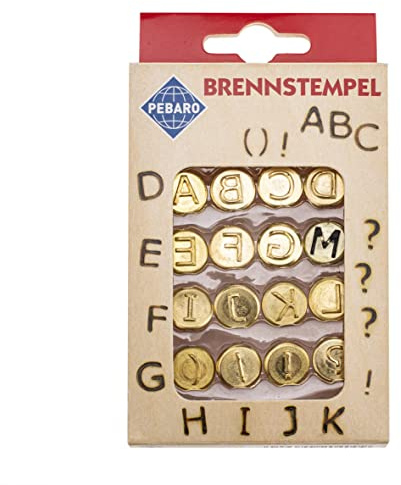 GLOREX 6 1671 004 - Pebaro Brennstempel Set, 16-teilig, mit Buchstaben von A - L aus Messing, zum Einschrauben für Pebaro Brandmalkolben