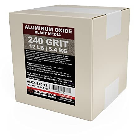 #240 Aluminum Oxide - 12 LBS - Ultra Fine Premium Long-Lasting Sand Blasting Media, High Abrasive Force Sand Blaster Sand for Metal, Glass, Stone or Wood, Sandblasters, Blasting Cabinet, Blasting Guns