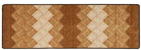 Baroni Home Tapis de Cuisine avec Fond Antidérapant, Tapis Long Facile à Laver en Fibre de Polyamide, Tapis de Salle de Bain et Couloir, Tapis Coloré Devant Evier, Losanges Beige, 57x180 cm