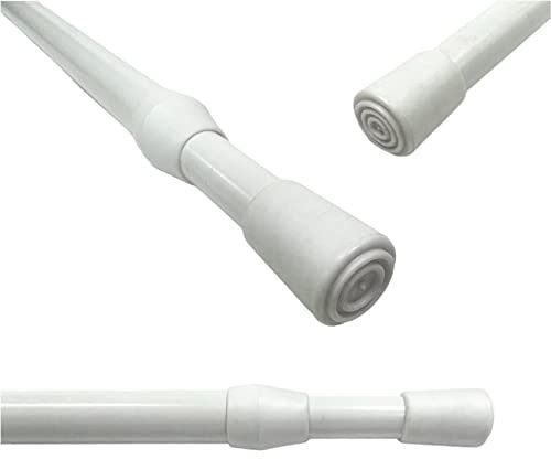 GLOBALCORPORATION Bastone Tenda Bianco Multiuso Aste a molla in Acciaio per Appendiabiti Finestra Armadio Asta Telescopica Estensibile Regolabile Astina a Pressione senza Bucare (BIANCO 60/100 cm)