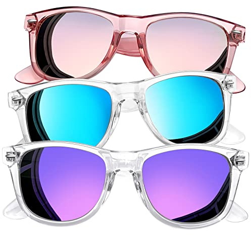 Joopin Oversized Square Sunglasses Polarized Sun Glasses UV Protection Clear Frame Shades for Women Men (All Pink + Blue + Purple)