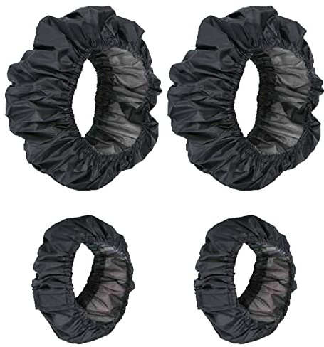 Set di 4 copricerchi per passeggino, copriruote per sedie a rotelle, impermeabili e antisporco, accessori antipolvere (nero)