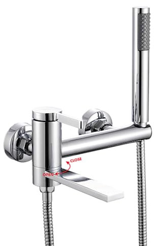 INEX EUROPA Rubinetto Monocomando Vasca da Bagno in Acciaio Inox con Telefono a Mano, Tubo 175 cm - Alta Pressione a Risparmio Idrico - Installazione Facile