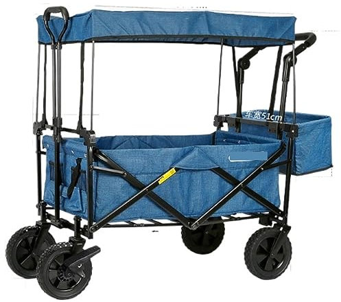 DRMEE Bollerwagen Klappbarer Gartenwagen Mit 4 Rädern, Robuster Einkaufswagen Für Outdoor-Camping Am Strand Gartenanhänger
