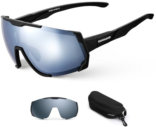 Odoland Magnetisch Polarisiert Fahrradbrille TR90 Rahmen Schnelle brille mit 2 Magnetische Wechselgläser für Herren Damen Klar Sportsonnenbrille für Outdoorsport Radfahren Golf Laufen Wandern Silber