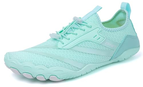 MIEHUIAI Unisex barfotaskor dam badskor herr vattenskor barfotaskor sommar halkfria aquaskor andas simskor lätta snabbtorkande träningsskor, 028 grön, 41 EU