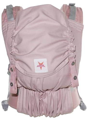 KOKADI Babytrage Flip Just Rosé (Unisize) – Ergonomisch & sicher, handgefertigt aus 100% Bio-Baumwolle – Ab Geburt bis 15 kg, einfach anzulegen, ideal für den täglichen Gebrauch – Rosa