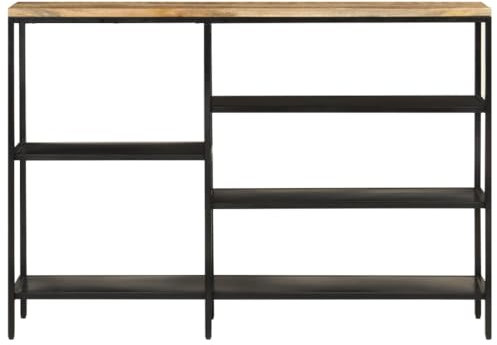 ULUYYUC Bistrotisch Beistelltisch Outdoor Wetterfest Wohnzimmertisch Laptoptisch - Konsolentisch 110x30x75 cm Raues Massivholz Mango und Eisen für Garten Schlafzimmer Wohnbereich Balkon