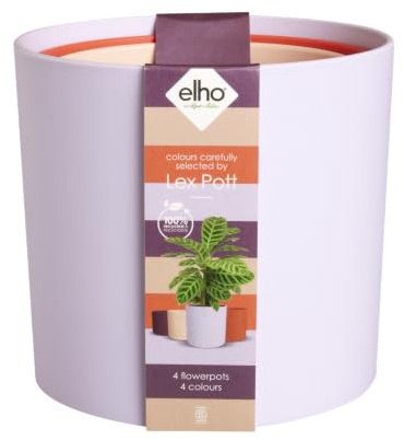elho Lex Pott Set 15cm Blumentopf - Soft Lilac | ∅ 14.8 x H 13.6 cm | 4 Artikel Enthalten | für den Innenbereich | 100% recyceltes Plastik