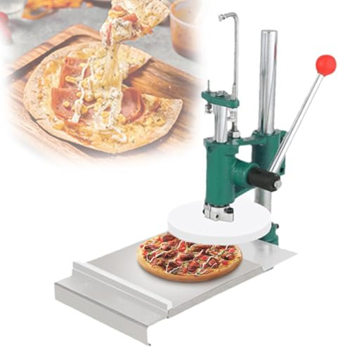 ZbOLi Manual Pizza Press, Commercial Tortilla Maker with Height Adjustable Easy To Clean, Stainless Steel Pastry Press Machine for Home, for Pizza, Tortilla, Dosa, Meatloaf & Soft Rolls 19cm