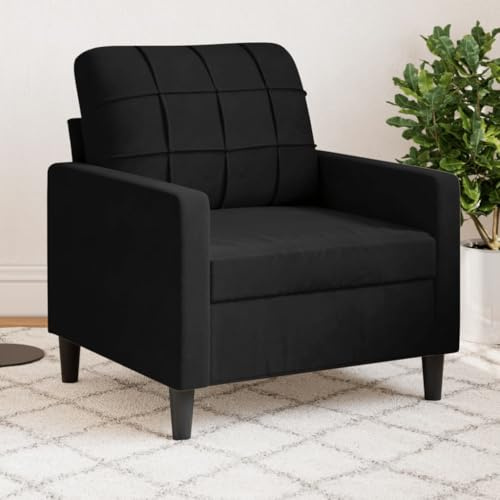Willood Sessel Relaxsessel Sofa für Wohnzimmer, Loungesessel Polstersessel Metallgestell, Fernsehsessel Ruhesessel Clubsessel Schwarz 60 cm Samt