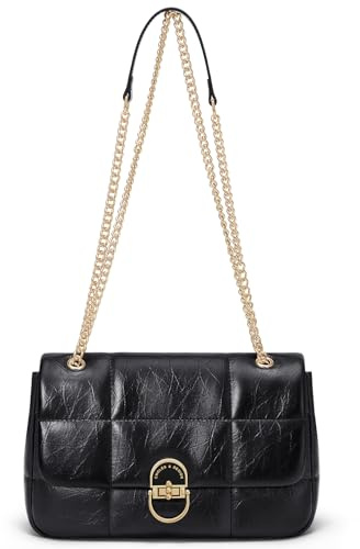 Cnoles Umhängetaschen für Frauen, Gold Kette Schulterriemen Abendtasche, Kettentasche Taschen für Damen Handtasche aus Leder