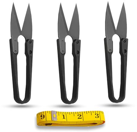 3Pcs Thread Snippers U-Shaped Yarn Scissors 4.1inch Thread Snips Mini Cross Stitch Thread Cutter for Embroidery Craft DIY（Black）