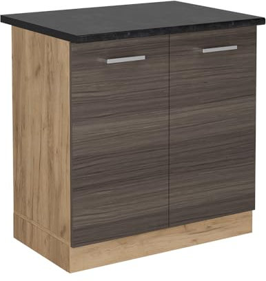 Vicco Meuble Bas sous-évier R-Line, Gris Noble, 80cm, PT Anthracite