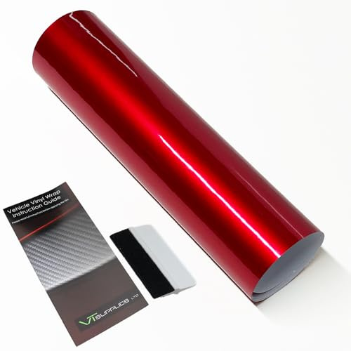 Candy - Película de vinilo metálica para automóvil, película autoadhesiva de liberación de aire, con herramienta de raspador, clasificada para uso en exteriores y automóviles (rojo, 40 x 200 cm)