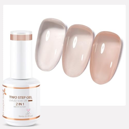 Nicedeco Halvpermanent nagellack 2-i-1 gelé gel nagellack gör-det-själv nagelkonst högglansigt gelnagellack med ett steg UV/LED blöt av baslack 1 x 10 ml - 009