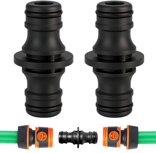 2 Pezzi Doppio Connettore Tubo Acqua, Doppio Attacchi Rapidi Tubo Acqua,Connettore Tubi da Giardino per Estendere Tubi Domestici e Sistemi di Irrigazione da Giardino - Nero