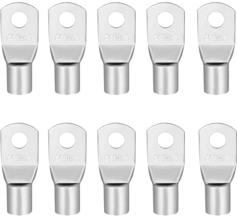 SIXHAOBU 10 Pezzi Terminali di Cavo Tubolare 50 mm² M8 Terminali Connettori Cavo Terminali Rame stagnato Terminali ad Anello Kit Connettori Cavo SC per Batteria Auto Moto Barche