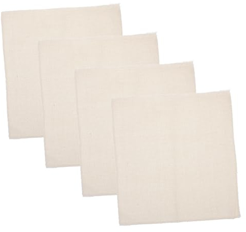Veemoon Tessuto da Ricamo in Lino Beige, 4 Pezzi, Facile da Imparare e Versatile, per Ago da Punzone e Hobby Creativi
