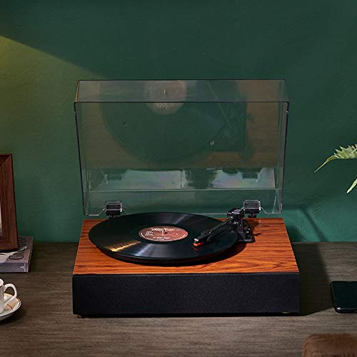ZJFHEYUO Modern Clamshell Antique Gramophone Vinyl Record Player USB Multifunction Machine TF Card Player Bluetooth Portable Player Gift Ornaments 43 * 35.5 * 16cm