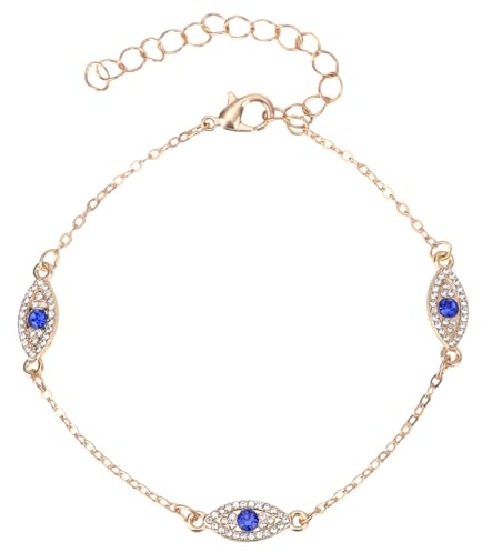 Mikovivi Or Bracelet Cheville Mauvais Oeil pour Femme, Ajustable Style Bohème Bracelet Cheville Oeil Résistant à l'Eau Délicat Bijoux de Plage d'Été