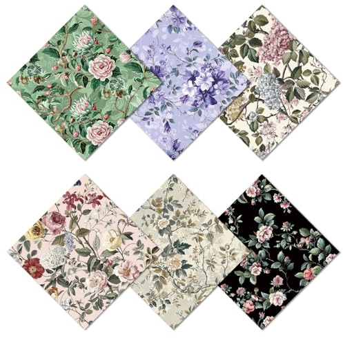 CREATCABIN 6 Paquete de Paños de Limpieza Gruesos para Gafas, Diseño Vintage de Flores Y Enredaderas, de Microfibra, Multicolor, Suaves, Reutilizables, para Pantallas de Teléfono de 15.5x15.5cm