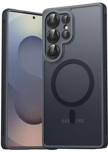 EASDNB för Samsung Galaxy S25 Ultra fodral för magsäker, magnetiskt mobilskal för S25 Ultra-fodral, kameraskydd, stöttåligt, reptåligt genomskinligt skyddsfodral för Samsung S25 Ultra-fodral, svart