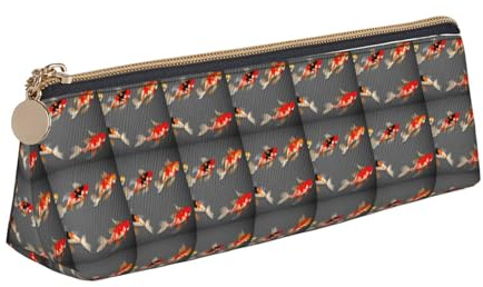 GUOLGP Estuche para lápices tradicional con estampado de carpas koi con lunares, gran capacidad, 8.3 x 2.2 x 2.4 pulgadas, bolsa triangular Daily Essentials