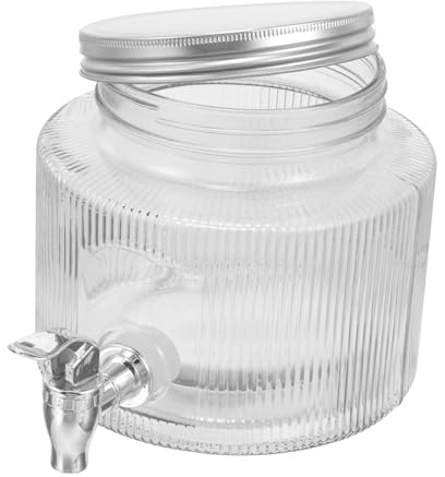 UKCOCO Dispensador de Bebidas y Gran Capacidad de Vidrio de 2.8l con Grifo Tarro de Cristal con Diseño Único Adecuado para Fiestas y Reuniones