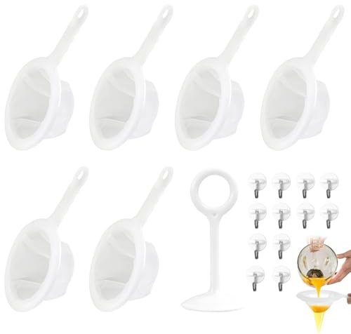 HERKINDNESS 6 Pezzi Colino, Filtro Maglia Fine Manico, Passino Maglia 400/300/200/120/100/80, Nylon Colino Cucina, con 12 Ganci e 1 Barra a Pressione, Adatto per Succhi, Latte e Vino Rosso