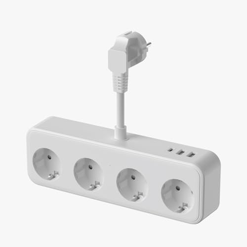 ANRMESUN Regletas Enchufes con USB C, 7 en 1 Ladron Enchufes Multiples USB con 4 Tomas y 3 Carga Rápida USB, Enchufe Alargador Multiple Pared 0.1m Cable Corto para Oficina, Cocina
