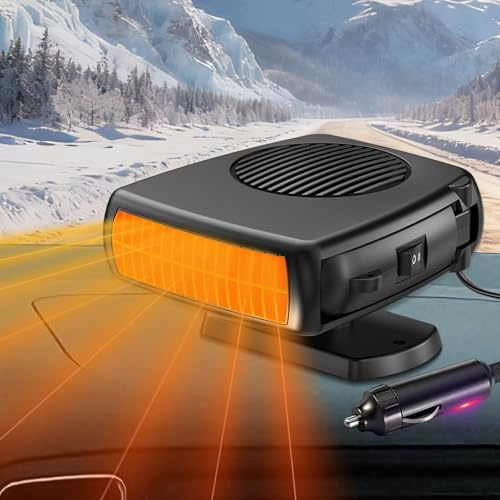 200W 12V Calefacción Portátil Coche : Calefactor Coche Mechero Aparcamiento Calentador Parabrisas Ventilador Desempañador/Descongelación 360° Giratorio Calentador para Taxis, SUV, Turismos, Autobús