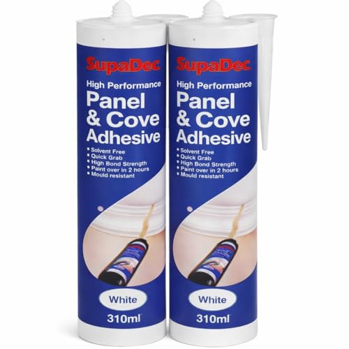 Panel & Cove Adhesive 300ml – 2 Pack | Wall Panel & Coving Adhesive | Quick Grab High Strength | Gap Filling, Mould Resistant, Paint Over in 2 Hours
