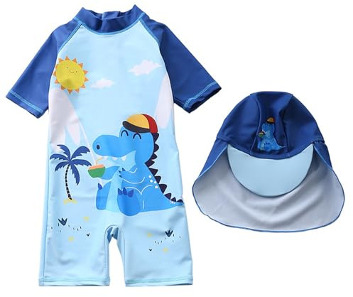 2026 Bañador de Manga Larga para Niños Protección 50+ Adecuado para Niños Natación Surf Playa Piscina, azul, 4-5 años