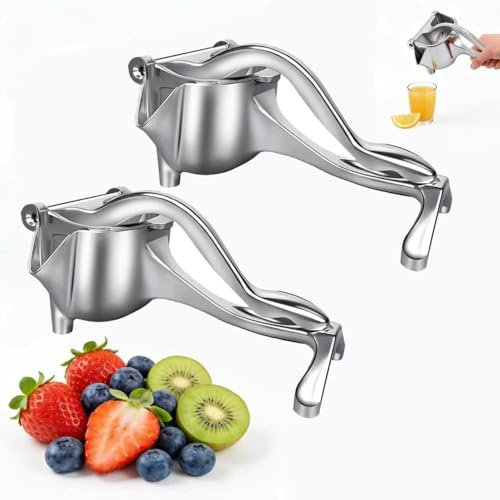 2026 Neu Saftpresse Manuell Edelstahl, Zitronenpresse Edelstahl, Tragbarer Obstpresse, Limettenpresse Klein Lemon Squeezer Spülmaschinengeeignet, für Alle Zitrusfrüchte (2 Stück)