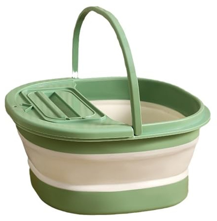 Qudinip Baignoire de Pieds, Bassin de Trempage de Pieds épais et Pliable avec Point de Massage, Baignoire de Trempage de pour Maison, Appartement, Dortoir (Vert Blanc)