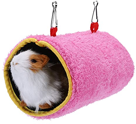 Qcwwy Gabbia per Uccelli Morbida e Calda con Nido per Pappagalli, Amaca in Peluche Antivento, Tenda da Grotta Sospesa con Letto Oscillante per Animali Domestici (Rosa L)