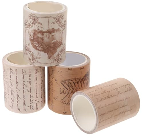 PERSELOSO Washi Papier Klebeband 4 Rollen mit Mathematischen Formeln Vielseitig Klebend und Handreißbar für Scrapbooking und Kreative Bastelprojekte