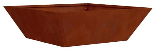 Fioriera trapezoidale da giardino in metallo, rettangolare, 50 x 50 x 15 cm, design moderno per fiori e arbusti, acciaio resistente alle intemperie, per terrazze e giardini
