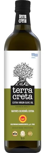 Terra Creta g.U. Extra natives Olivenöl aus Kreta - 1 Liter Flasche | Kaltgepresstes Olivenöl mit fruchtigem Aroma der Koroneiki Oliven - 1. Güteklasse - Traditionelle Herstellung in Kolymvari
