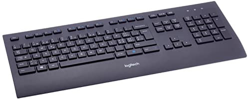 Logitech K280e Pro Wired Business Keyboard for Windows, Linux, and Chrome, USB port, palm rest, splashproof, PC / laptop, Swiss QWERTZ layout - Black