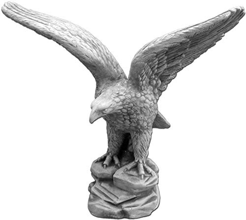 gartendekoparadies.de Adler Steinadler, Steinfigur, H.55 cm, 25 kg (rechts) | Steinguss, Frostsicher für den Außenbereich, Adler Blickrichtung rechts