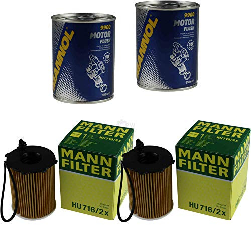 2x Original MANN Ölfilter HU 716/2 x + 2x SCT Motor Flush Motorspülung