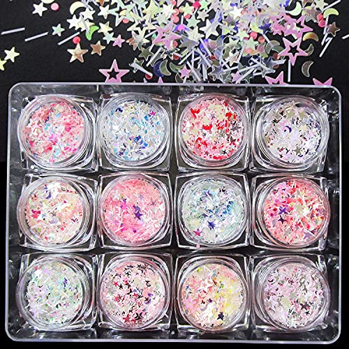 12pcs Boxen Glitzer Make up Set | Chunky Glitter, Nägel Glitzer Sequin Make Up Glitter Set Kosmetik für Haar Art Dekorative Augen Lippen Haare Körper Party