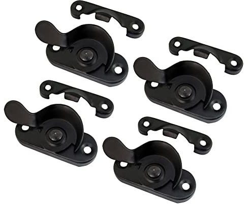 QCAA Steel Window Sash Lock, CTC 2, Matte Black, 4 Pack, Made in Taiwan