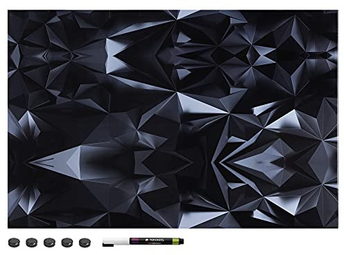 Navaris Magnettafel Magnetpinnwand Memoboard zum Beschriften - 60x40 cm Notiztafel div. Designs - Tafel abwaschbar mit Halterung Magneten Stift